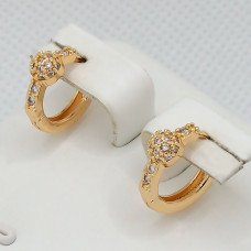 Сережки XР M&L. Позолота 18К. Камені: білий циркон. Діаметр: 12 мм. Ширина: 4 мм.