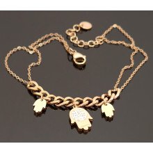 Браслет Stainless Steel. Сталь. Позолота ЧВ. Камені: білий циркон. Довжина: 20-23 см