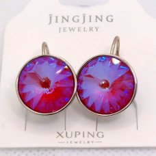 Сережки ХР. Родій. Камені: Swarovski. Діаметр: 15 мм. Довжина: 21 мм