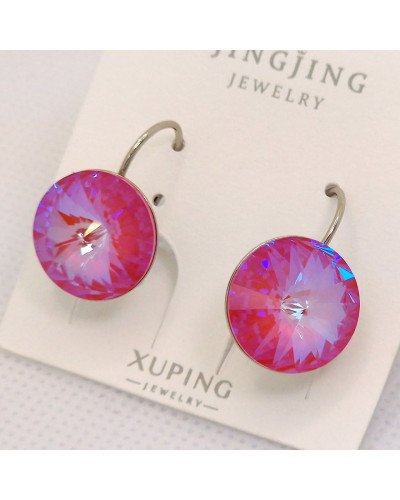 Сережки ХР. Родій. Камені: Swarovski. Діаметр: 14 мм. Довжина: 21 мм