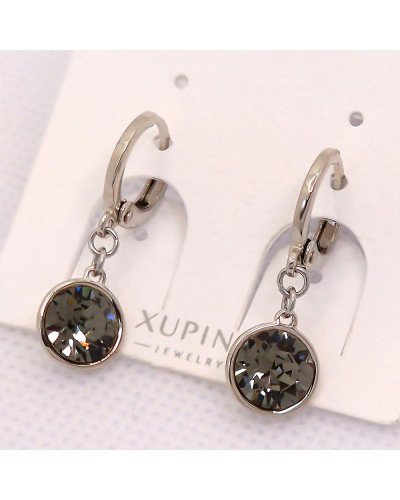 Сережки ХР. Родій. Камені: Swarovski. Діаметр: 9 мм. Довжина: 24 мм
