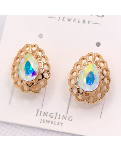 Сережки ХР. Позолота 18К. Камені: Swarovski. Довжина: 16 мм, ширина: 12 мм