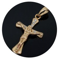 Хрестик ХР. Позолота 18К. Камені: білий циркон. Довжина: 31 мм Ширина: 16 мм