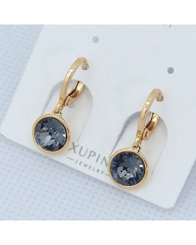 Сережки ХР. Позолота 18К. Камені: Swarovski чорного кольору. Довжина: 24 мм, ширина: 9 мм
