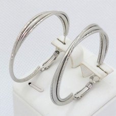 Сережки-кільця рифлені Stainless Steel. Сталь. Родій. Діаметр: 40 мм. Ширина: 4 мм.