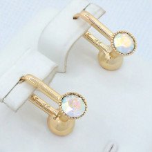 Сережки ХР. Позолота 18К. Камені: Swarovski бензинового кольору. Довжина: 15 мм, ширина: 13 мм