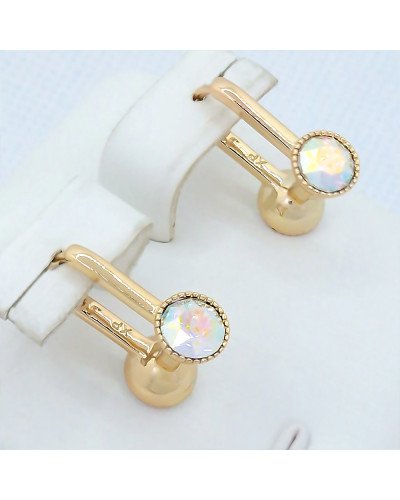 Сережки ХР. Позолота 18К. Камені: Swarovski бензинового кольору. Довжина: 15 мм, ширина: 13 мм