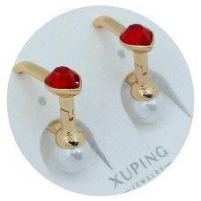 Сережки ХР. Позолота 18К. Камені: Swarovski та перли. Довжина: 16 мм, ширина: 18 мм