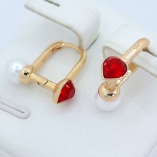 Сережки ХР. Позолота 18К. Камені: Swarovski та перли. Довжина: 16 мм, ширина: 18 мм