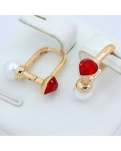 Сережки ХР. Позолота 18К. Камені: Swarovski та перли. Довжина: 16 мм, ширина: 18 мм