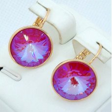 Сережки ХР. Позолота 18К. Камені: Swarovski. Діаметр: 15 мм Довжина: 22 мм