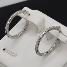 Сережки-кільця рифлені Stainless Steel. Сталь. Родій. Діаметр: 20 мм. Ширина: 2 мм.