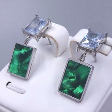 Сережки-гвоздики Stainless Steel. Сталь. Родій. Довжина: 27 мм. Ширина: 10 мм.