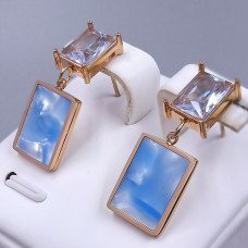 Сережки-гвоздики Stainless Steel. Сталь. Позолота ЧВ. Довжина: 26 мм. Ширина: 10 мм.