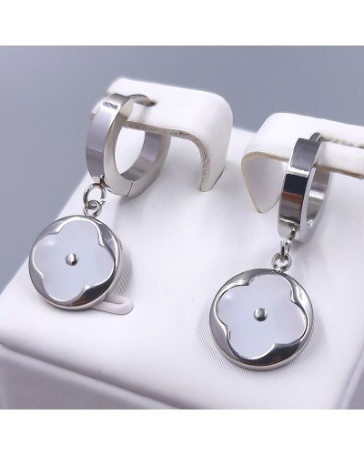 Сережки Stainless Steel. Сталь. Родій. Довжина: 28 мм. Ширина: 12 мм.