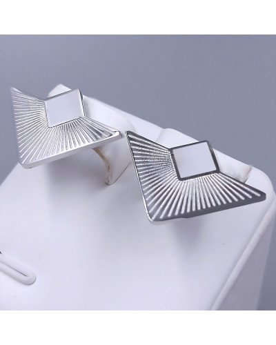 Сережки-гвоздики Stainless Steel. Сталь. Родій. Довжина: 17 мм. Ширина: 25 мм.