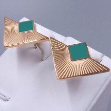 Сережки-гвоздики Stainless Steel. Сталь. Позолота ЧВ. Довжина: 17 мм. Ширина: 25 мм.