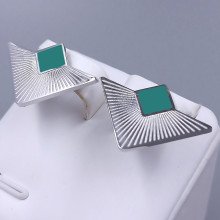 Сережки-гвоздики Stainless Steel. Сталь. Родій. Довжина: 17 мм. Ширина: 25 мм.