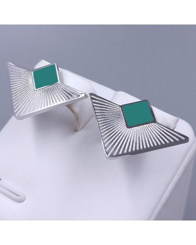 Сережки-гвоздики Stainless Steel. Сталь. Родій. Довжина: 17 мм. Ширина: 25 мм.