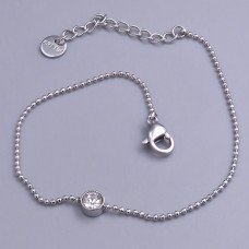 Браслет Stainless Steel. Сталь. Родій. Камені: білий циркон. Довжина: 17-21 см