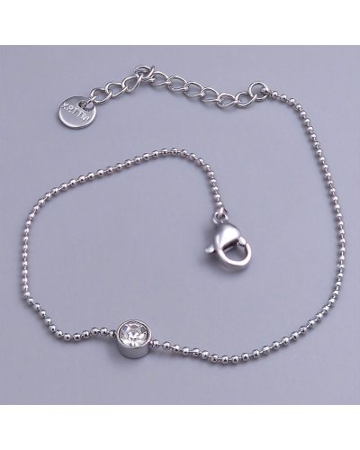 Браслет Stainless Steel. Сталь. Родій. Камені: білий циркон. Довжина: 17-21 см