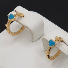 Серьги XР с бирюзовой эмалью. Позолота 18К. Диаметр: 11 мм Ширина: 4 мм