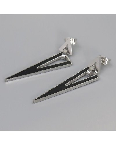 Сережки-гвоздики Stainless Steel. Сталь. Родій. Довжина: 48 мм. Ширина: 10 мм.
