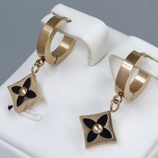 Сережки Stainless Steel. Сталь. Позолота ЧВ. Довжина: 28 мм. Ширина: 11 мм.