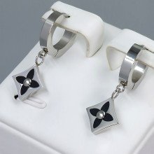 Сережки Stainless Steel. Сталь. Родій. Довжина: 28 мм. Ширина: 11 мм.