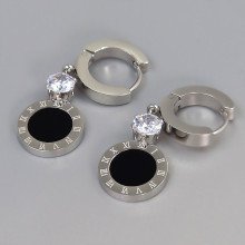 Сережки Stainless Steel. Сталь. Родій. Довжина: 34 мм. Ширина: 12 мм.