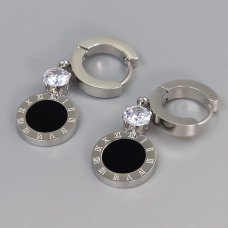 Сережки Stainless Steel. Сталь. Родій. Довжина: 34 мм. Ширина: 12 мм.