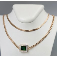 Подвійний ланцюжок Stainless Steel з кулоном. Сталь. Позолота ЧВ. Довжина основного ланцюжка: 40.5-45.5 см