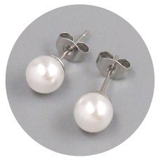 Сережки-гвоздики Stainless Steel. Сталь. Родій. Діаметр: 7 мм