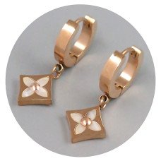 Сережки Stainless Steel. Сталь. Позолота ЧВ. Довжина: 28 мм. Ширина: 11 мм.