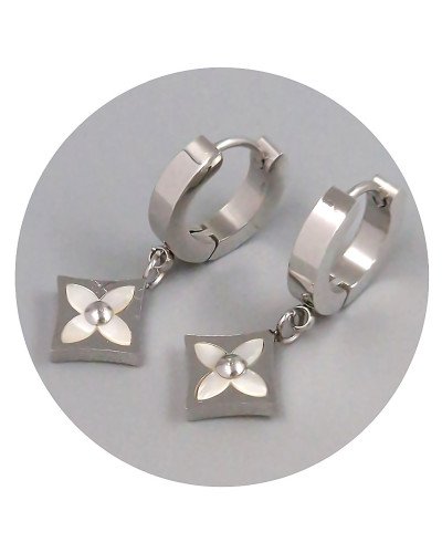 Сережки Stainless Steel. Сталь. Родій. Довжина: 28 мм. Ширина: 11 мм.