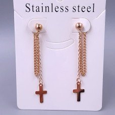 Сережки-гвоздики Stainless Steel. Сталь. Позолота ЧВ. Довжина: 52 мм. Ширина: 8 мм.