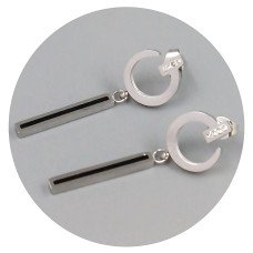 Сережки-гвоздики Stainless Steel. Сталь. Родій. Довжина: 40 мм. Ширина: 12 мм.