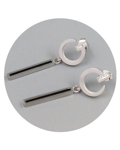 Сережки-гвоздики Stainless Steel. Сталь. Родій. Довжина: 40 мм. Ширина: 12 мм.