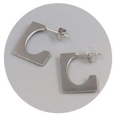 Сережки-гвоздики Stainless Steel. Сталь. Родій. Довжина: 19 мм. Ширина: 1 мм.