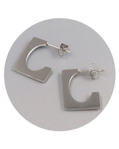 Сережки-гвоздики Stainless Steel. Сталь. Родій. Довжина: 19 мм. Ширина: 1 мм.