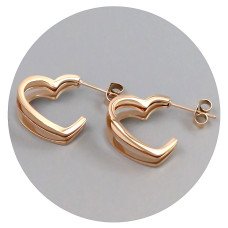 Сережки-гвоздики Stainless Steel. Сталь. Позолота ЧВ. Довжина: 16 мм. Ширина: 7 мм.