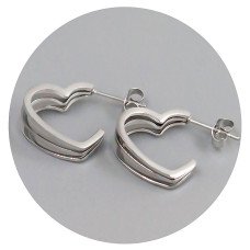 Сережки-гвоздики Stainless Steel. Сталь. Родій. Довжина: 16 мм. Ширина: 7 мм.