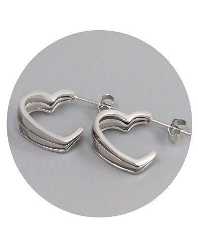 Сережки-гвоздики Stainless Steel. Сталь. Родій. Довжина: 16 мм. Ширина: 7 мм.