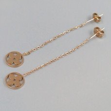 Сережки-протяжки Stainless Steel. Сталь. Позолота ЧВ. Довжина: 66 мм. Ширина: 10 мм.