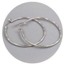 Сережки-кільця рифлені Stainless Steel. Сталь. Родій. Діаметр: 45 мм. Ширина: 2 мм.