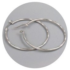 Сережки-кільця рифлені Stainless Steel. Сталь. Родій. Діаметр: 45 мм. Ширина: 2 мм.