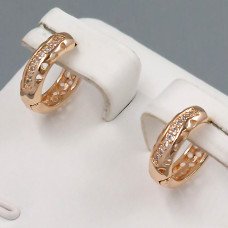 Сережки XР M&L. Позолота 18К. Камені: білий циркон. Діаметр: 12 мм. Ширина: 3 мм.