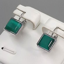 Сережки Stainless Steel. Сталь. Камені: циркон зелений. Родій. Довжина: 18 мм. Ширина: 10 мм.