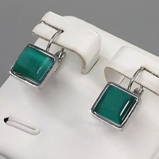 Сережки Stainless Steel. Сталь. Камені: циркон зелений. Родій. Довжина: 18 мм. Ширина: 10 мм.