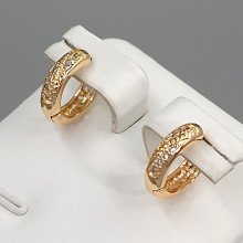 Сережки XР M&L. Позолота 18К. Камені: білий циркон. Діаметр: 12 мм. Ширина: 3 мм.